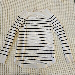 Loft Small Black and White Striped Sweater